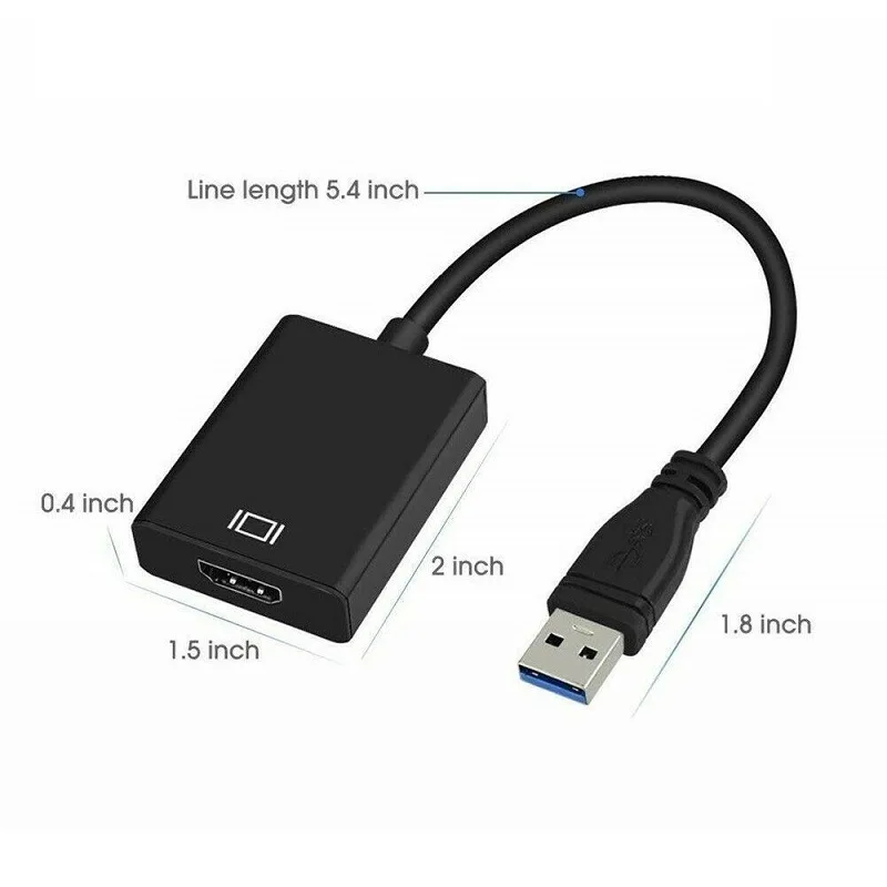 USB 3.0 To HDMI-compatible Converter Adapter Cable USB To HD External Video Card Multi Monitor Adapter for Windows 7/8/10 Laptop