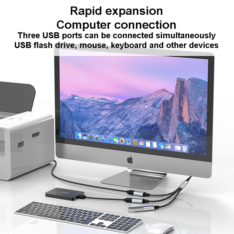 5VUSB Hub Extensions 4 Port Type C Hub USB Splitter Data Transmission High Speed OTG Adapter For Computer Xiaomi Macbook Pro Air