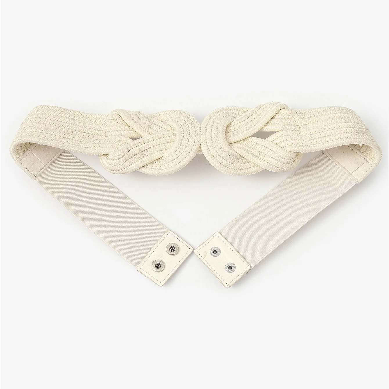 Europa Stijl Elastische Brede Riem Vrouwen Alle-Match Hand-Geweven Jurk Riem Beige Kleur Gordel