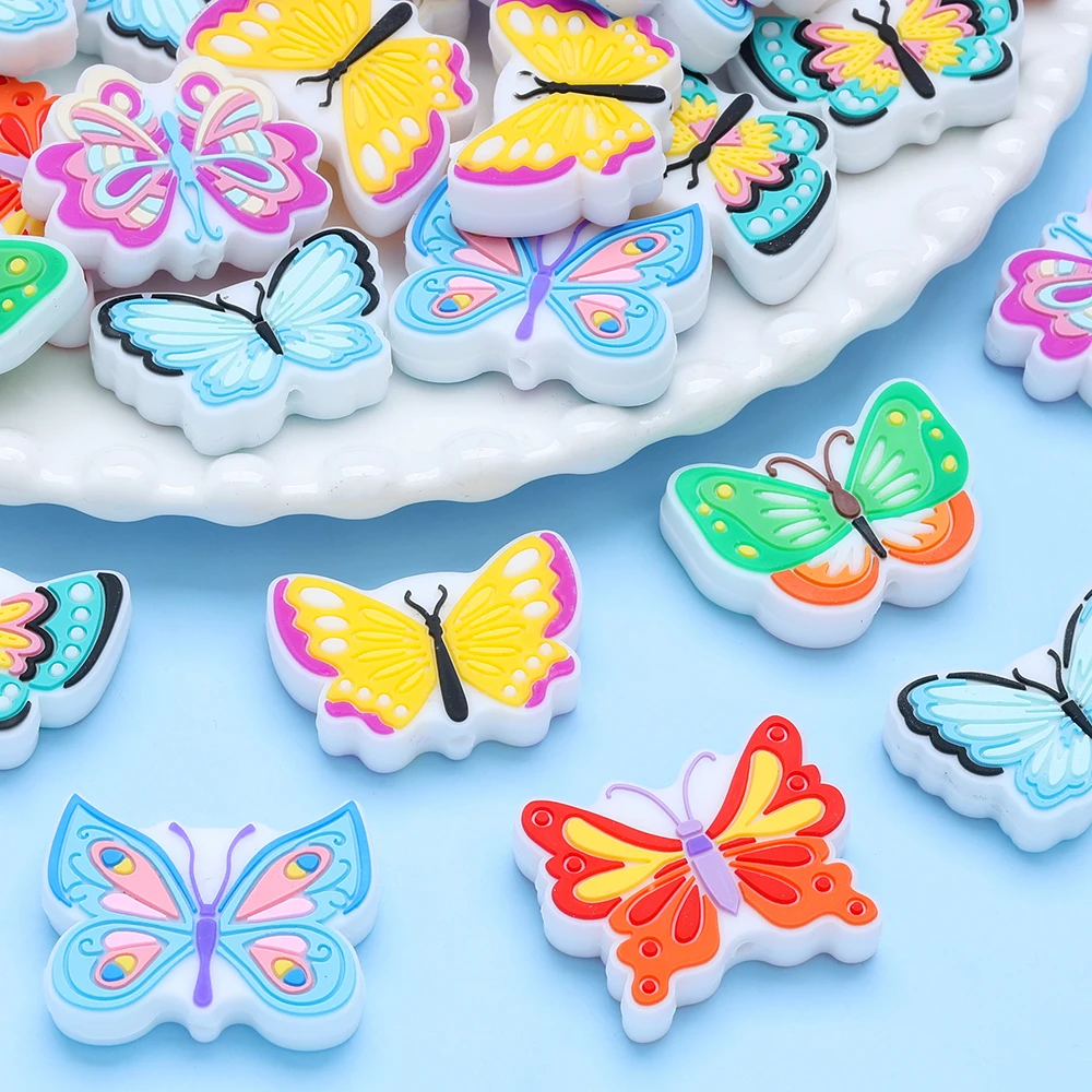 5Pcs Butterfly Shaped Food Grade Silicone Beads For Handmade DIY Baby Pacifier Chain Jewelry Accessories Making Materials