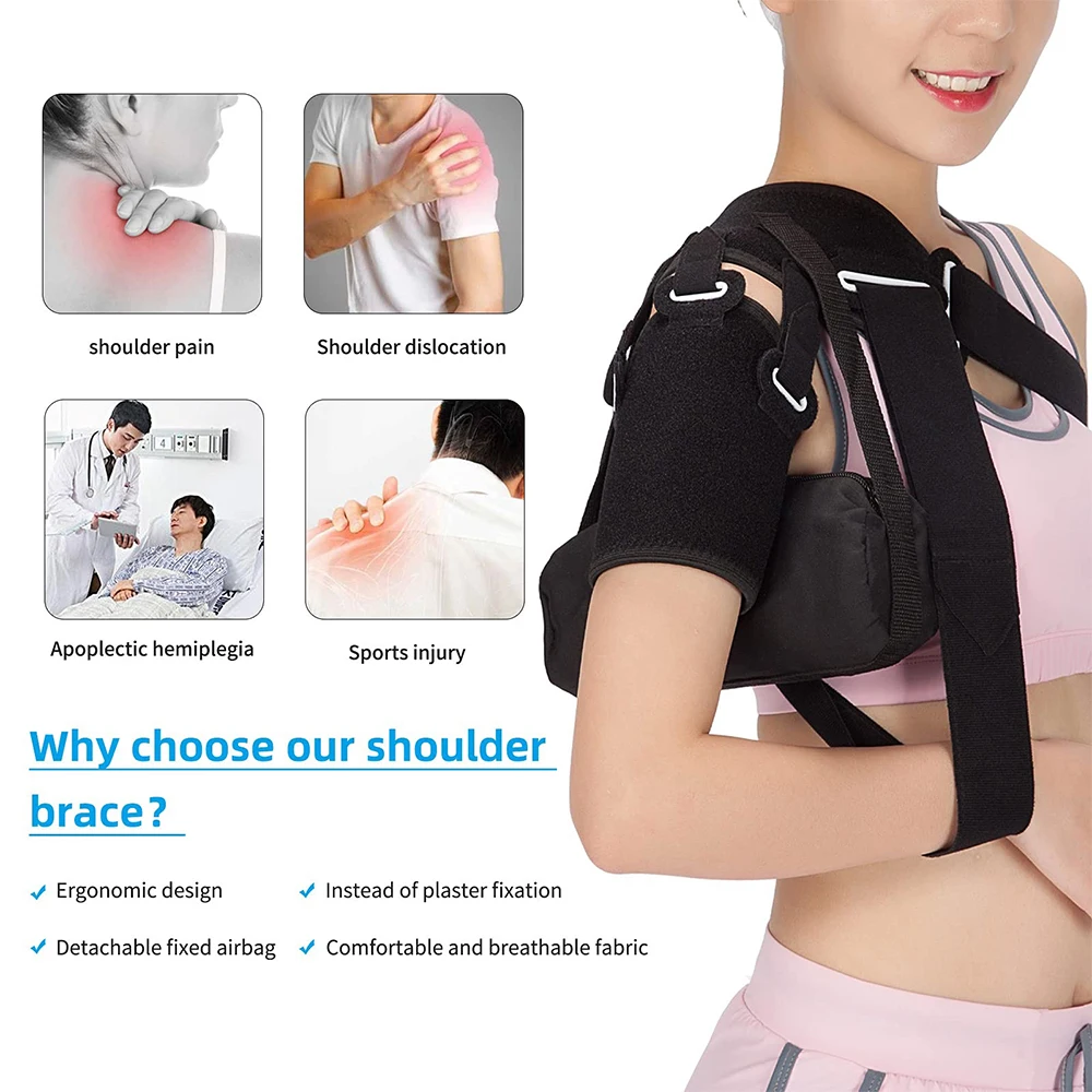 Shoulder Immobilizer Removable Airbag, Shoulder Sling for Broken Collarbone Torn Rotator Cuff Dislocation Post-Op Shoulder Brace