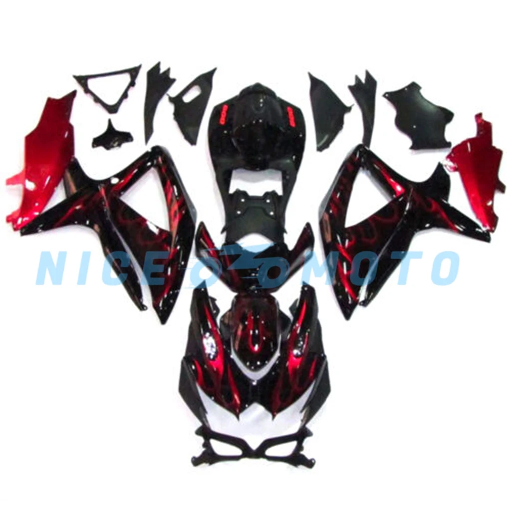 ABS Motorcycle Whole Fairing kit fit for GSXR600 750 08 09 10 GSXR 600 GSX-R750 K8 2008 2009 2010 Fairings kits red flame