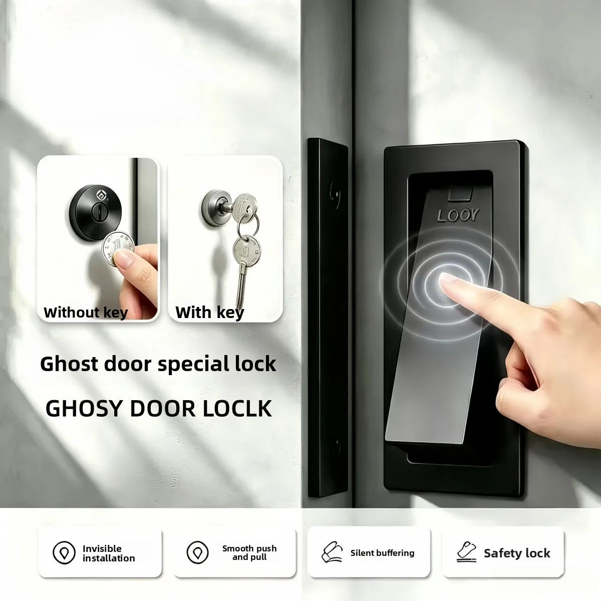 Barn / Indoor Sliding Door External Padlock New Chinese Style Built-in Wooden Door Kitchen Ghost Door Lock