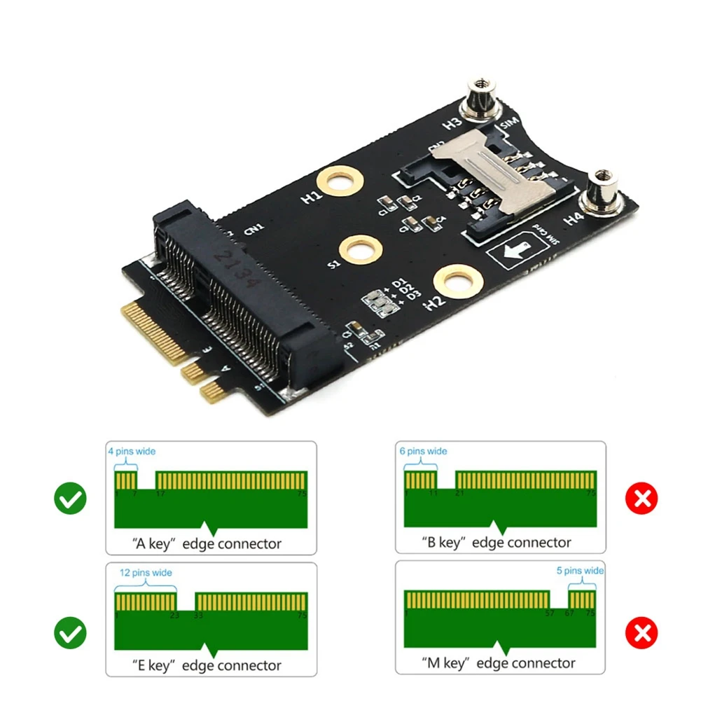 Адаптер Wi-Fi M.2 Беспроводная сетевая карта Mini PCIE к M2 NGFF Key A + E Подъемник Wi-Fi-карты со слотом для SIM-карты