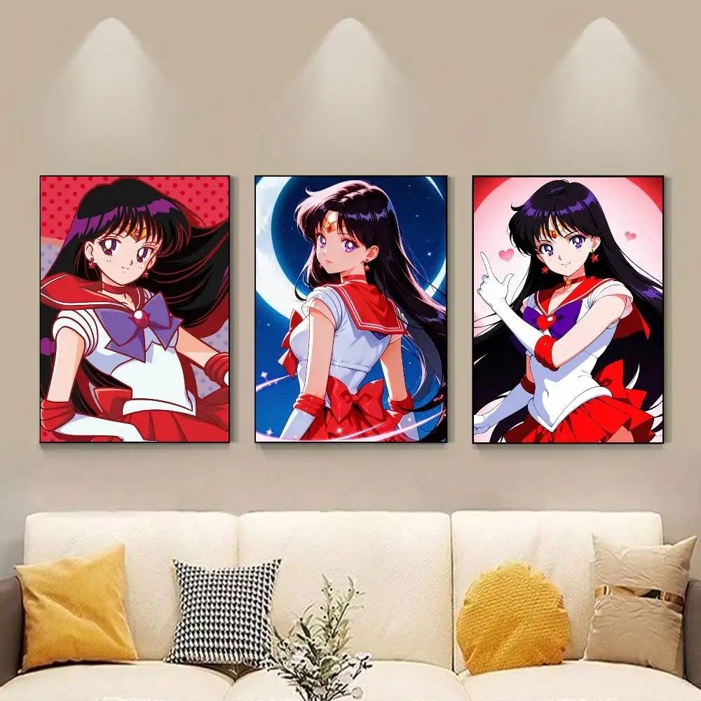 S-Sailor Moon Hino Rei Poster Versatile HD Waterproof Wall Art Self-Adhesive Decor for Any Space Ideal Gift