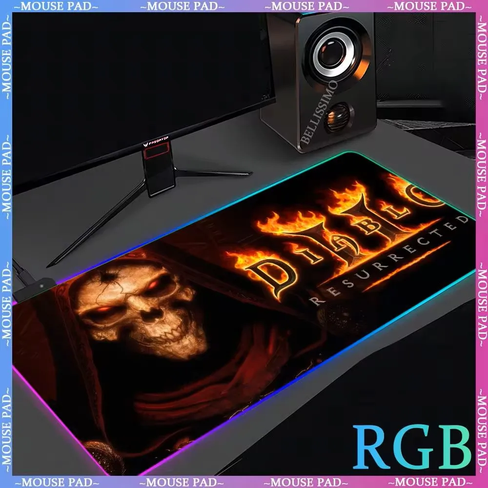 

RGB Mouse Pad Gaming Computer Pad LED Pad D-Diablo Series Gamer Desk Pad Lock Edge Keyboard Pad Oversized Deskmat with Backlight