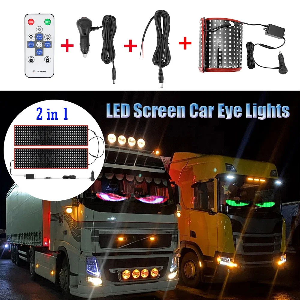 

2 in 1 Truck Car Devil Eye LED Logo APP LED Matrix Pixel Panel Night Light For Board Windshield Remote Lighting Display 12V 24V