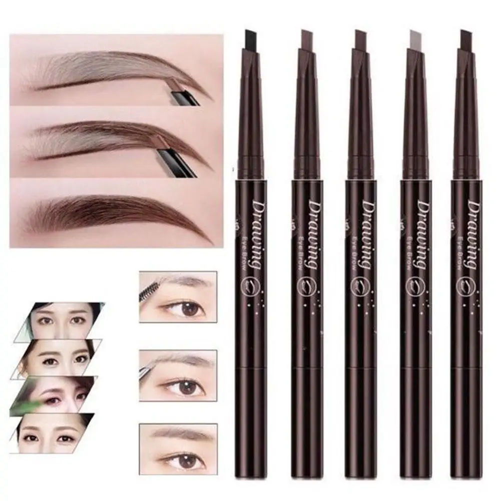 Matita per sopracciglia marrone chiaro matita per sopracciglia con Eyeliner automatico rotante impermeabile naturale con pennello strumento cosmetico di bellezza