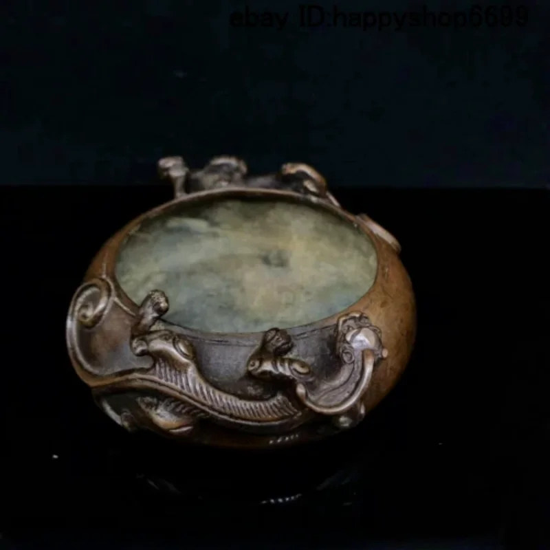 

Old Chinese Copper Bronze Dragon Beast statue Pen Wash Incense Burner Censer