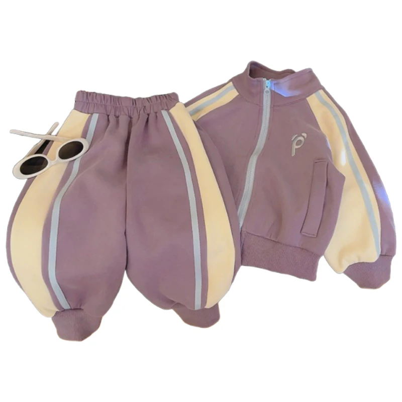 Kinderbekleidung Trainingsanzug Outfit Neue Frühjahr-Herbst-Kollektion Baby Jungen Mädchen Drop-Shoulder Reißverschlussjacke+Hose 2-teiliges Casual-Set für Kinder – Detail 5