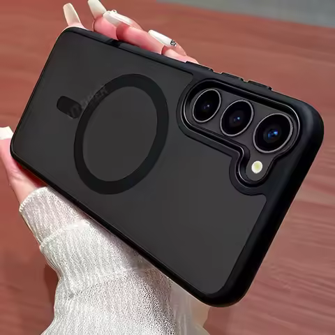 Luxury Matte Magnetic Wireless Charge Case For Samsung Galaxy S25 S24 Ultra S23 S22 Plus S21 S20 FE Clear Hard Bumper Back Cover