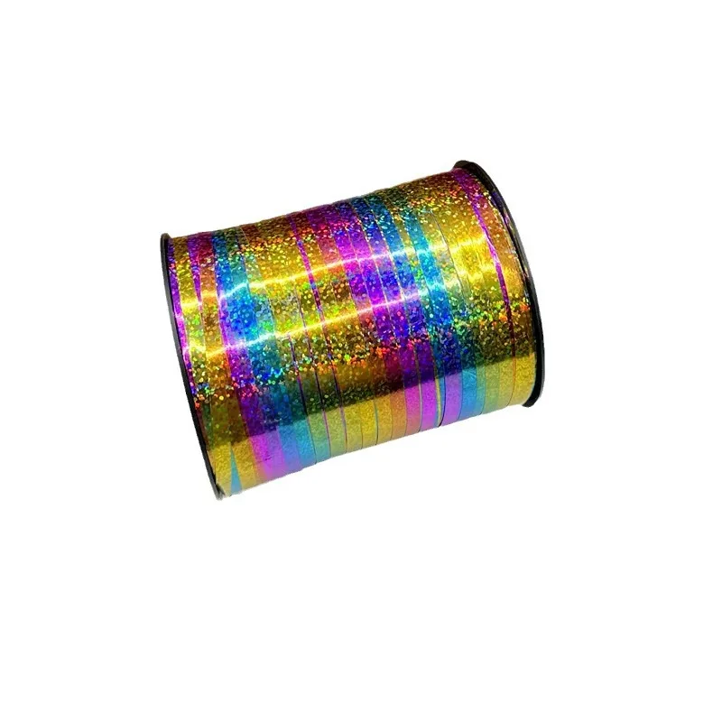 100/250/500 yards/rolle Kunststoff Laser Band 5mm Ballon Bänder Hochzeit Dekoration Folie Satin Band Curling DIY Zubehör – Detail 5