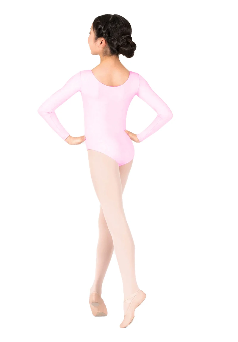 Speerise Toddler Ballet Leotard for Girls Gymnastics Tops Kids Long Sleeve Spandex Dancewear Bodysuit Dance Costumes Scoop Neck