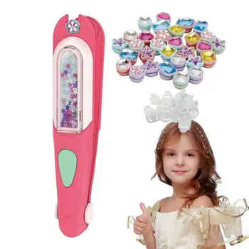 Kit de carimbo de gema de cabelo bling estilo strass jóias ferramenta brinquedos de estilo de cabelo com strass reutilizáveis para crianças meninas