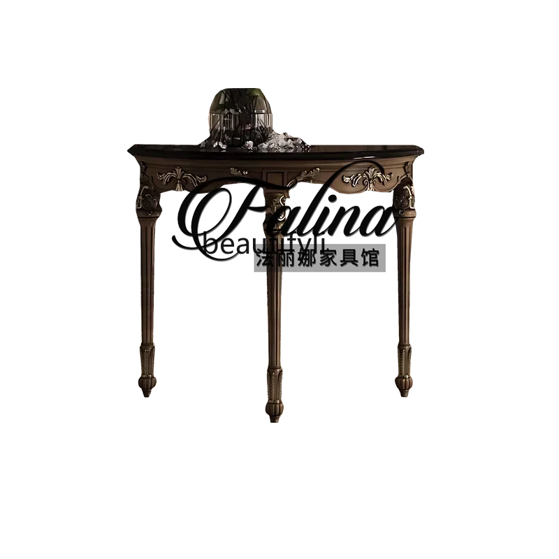 n European solid wood carved console table, retro style porch corridor aisle, wall console table