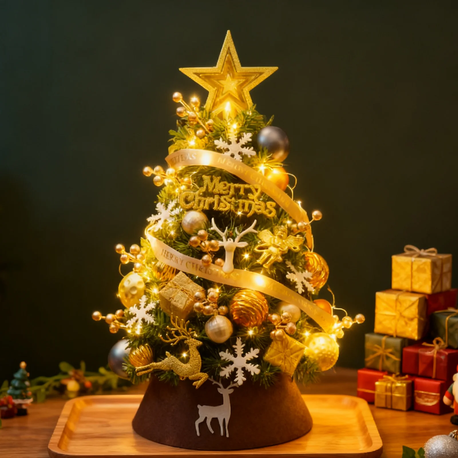 

Рождественская елка 45 см, реалистичные центральные элементы с украшениями, Рождественская настольная елка для офиса, дома, комнаты, праздника, праздника, праздника, семьи