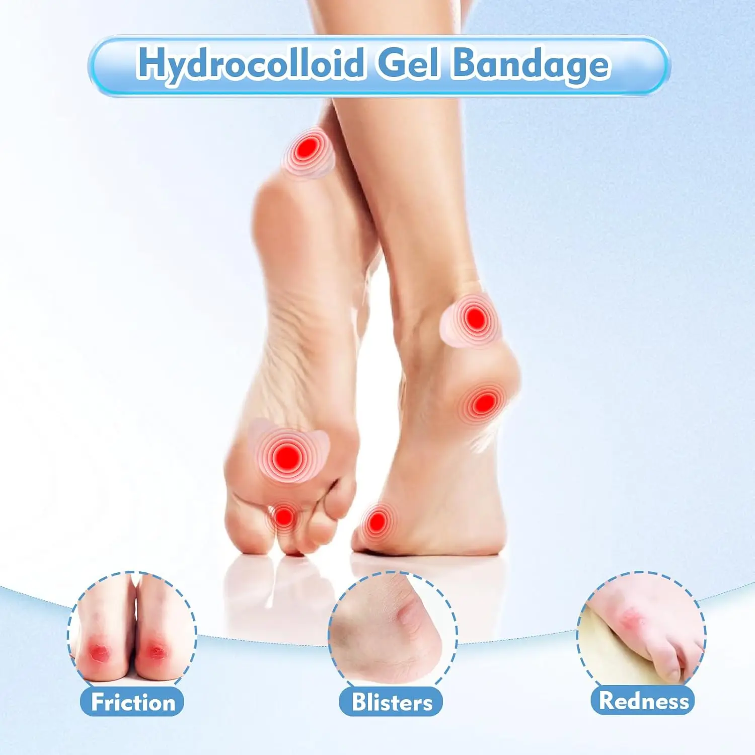 6/12 قطعة هلام الغروانية المائية نفطة التصحيح كعب مكافحة ارتداء مقاوم للماء لزجة خلع الملابس منع كعب نفطة غير مرئية التصحيح العناية بالقدم #4