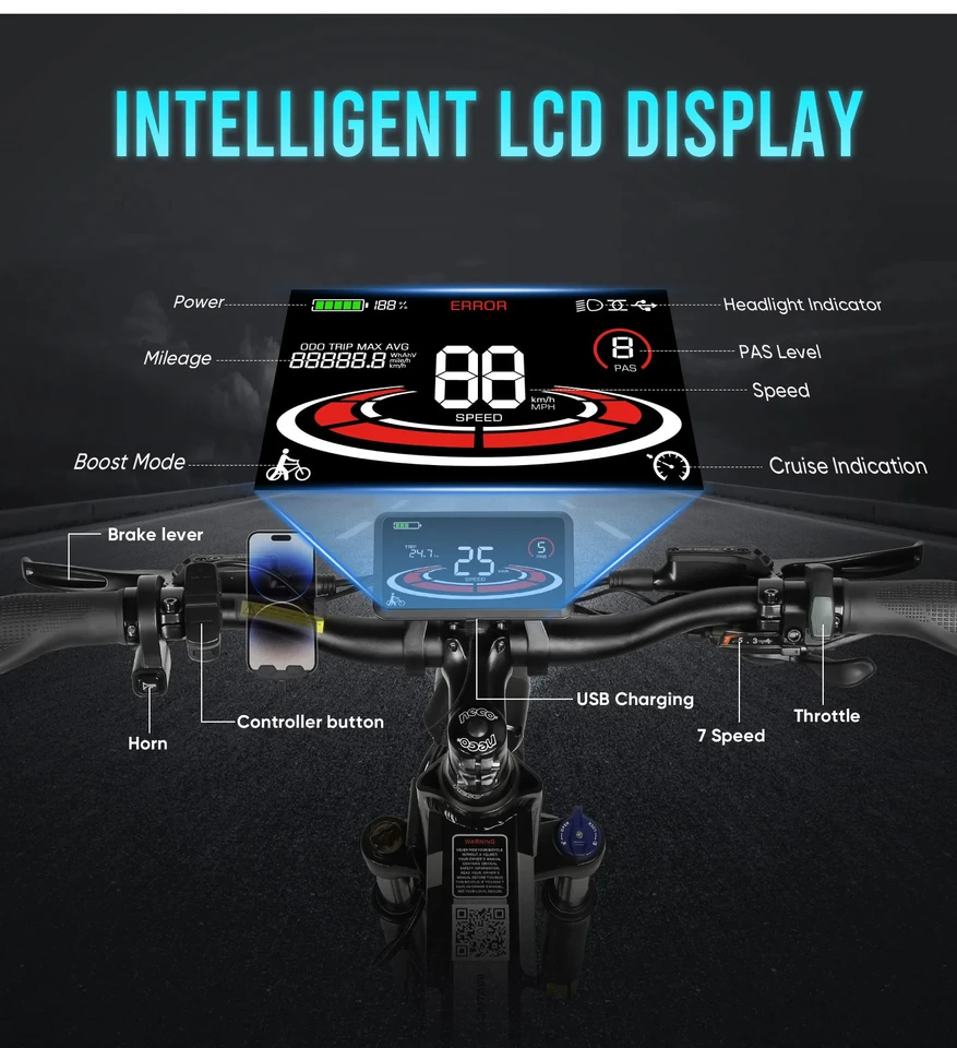 Foldable Samebike LO26 PLUS Electric Bike 48V 15Ah Battery 1000W Motor e bike 45KM/H Max Speed 26 inch tire Electric Bicycle image 7