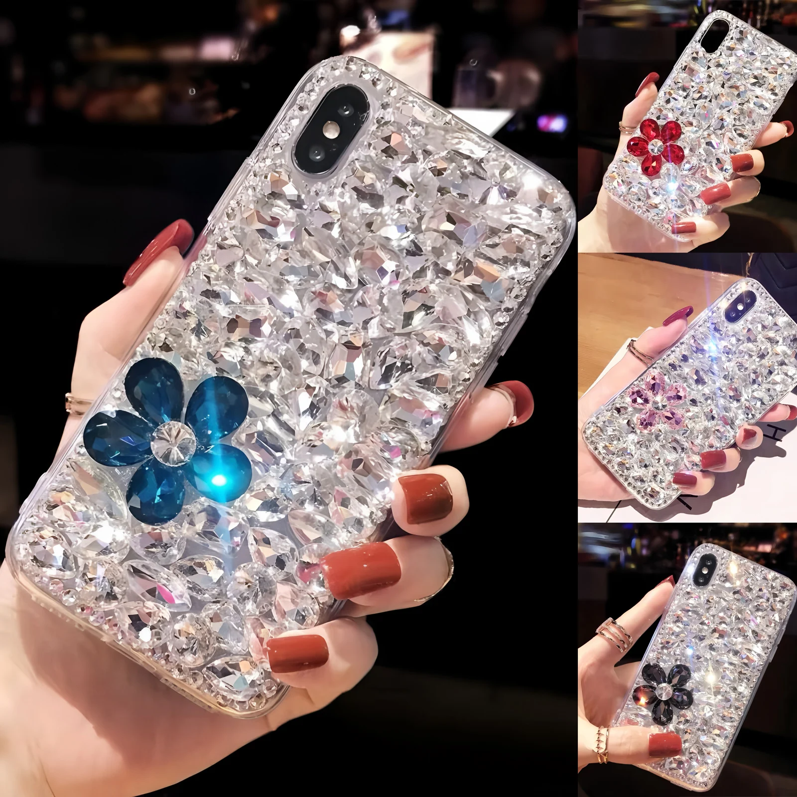 حافظة هاتف فاخرة ثلاثية الأبعاد ماسية لهاتف Honor Magic 7 4 Lite 6 Pro 5G حافظة مرصعة بالجواهر