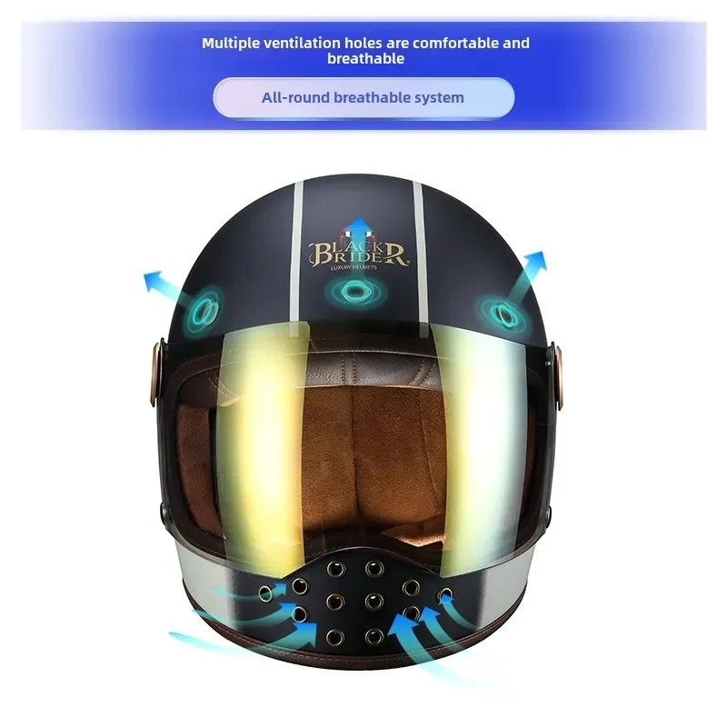 Hot BEON Full Face Motocross Carbon Fiber Helmet BR50 Glassfiber Vintage Motorcycle Professional Retro Helmets DOT ECE Approval