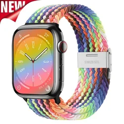 New Rainbow Nylon Strap for Apple Watch Band Ultra 2 49mm 46mm 42mm 44mm 45mm 41mm 40mm Bracelet Iwatch Series 10 9 8 7 6 SE 5 4