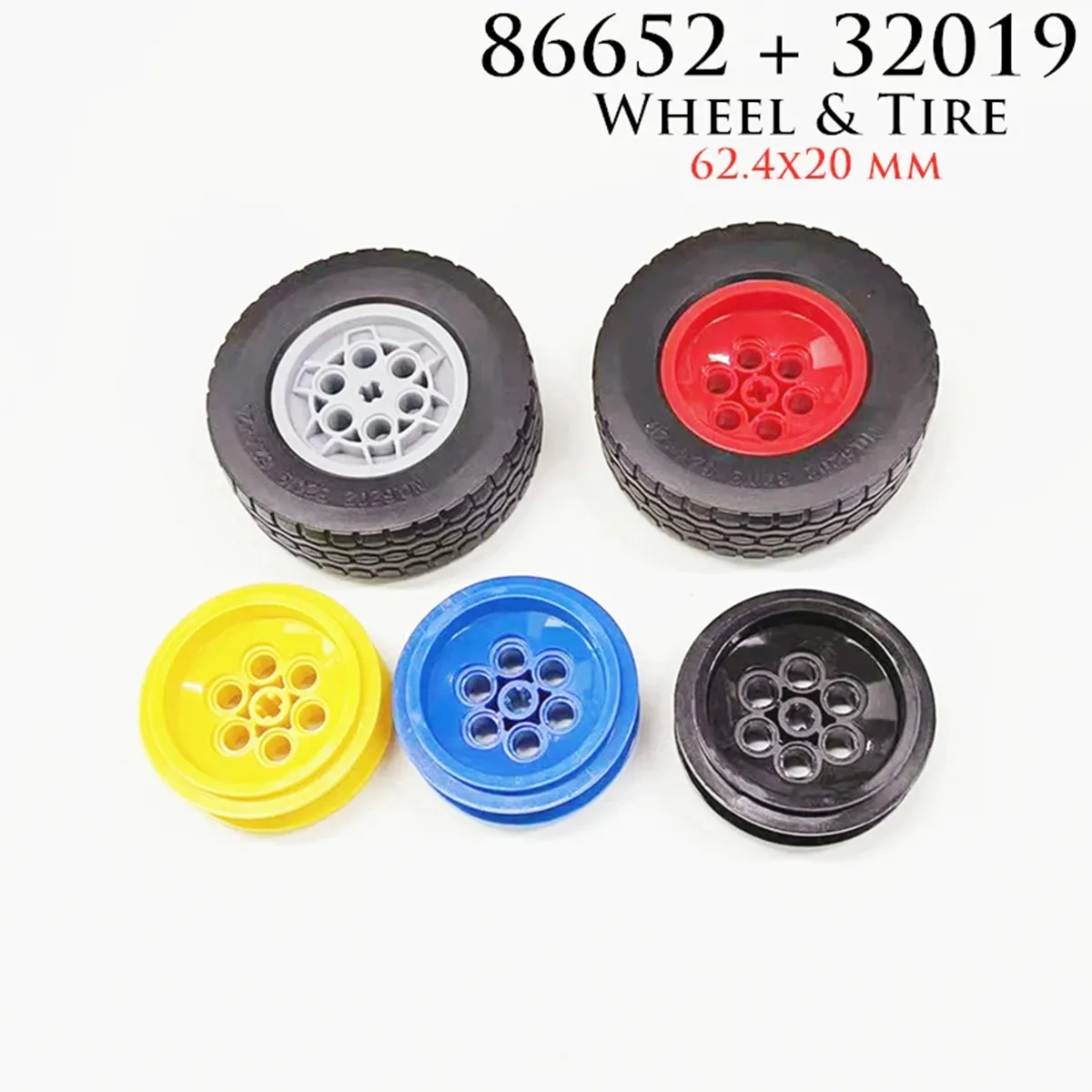 4Pcs/lot Building Blocks 86652 Wheel 43.2 x 18mm And 32019 Tire 62.4x20mm Hub Car Truck DIY Bricks Parts Kid Toys