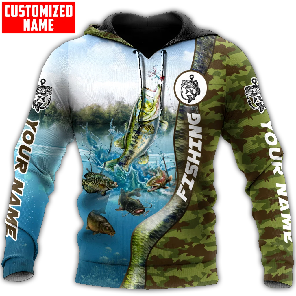 

Bass Jumping Fishing custom name 3D All Over Printed Men's Hoodie & Sweatshirt Autumn Unisex Zip Hoodies Casual sportswear KJ866