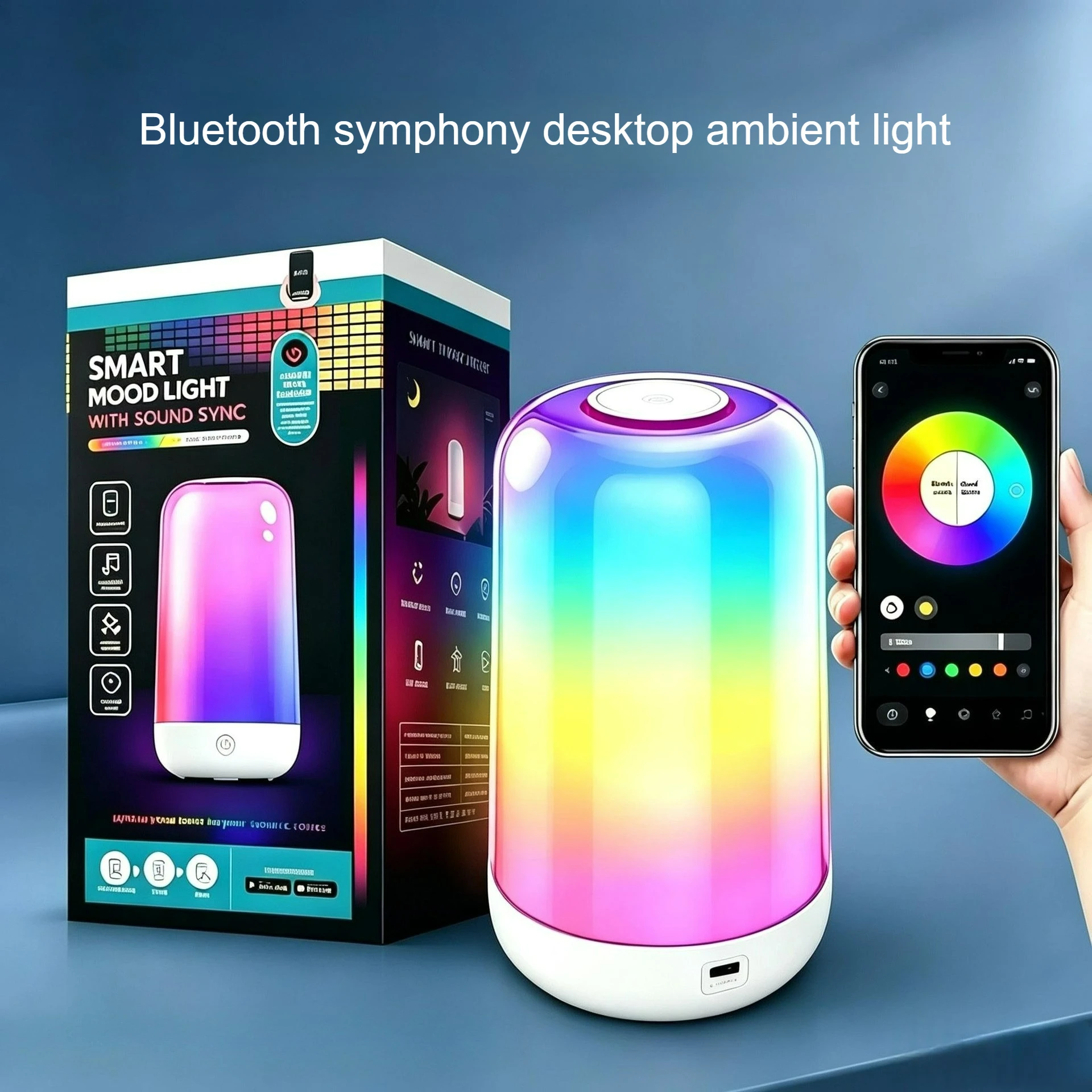 Tuya RGBW Smart Mood Light Bluetooth Music Pickup Lamp APP Touch Control Desktop Night Light Bedroom Gaming Atmosphere Lamp