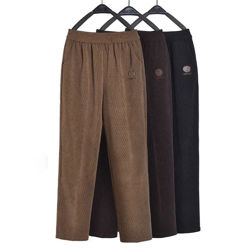 

2025 NEW Women Trousers Elastic High Waist Mothers Pants Autumn Female Casual Long Straight Pants Winter Warm Cotton Pant