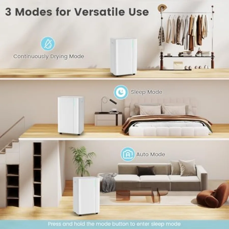 مزيل الرطوبة 4500 قدم مربع للمنزل والمساحات الكبيرة: سعة 54 لتر مثالية لطابق السفلي في الحمام وغرفة النوم مع استنزاف مستمر