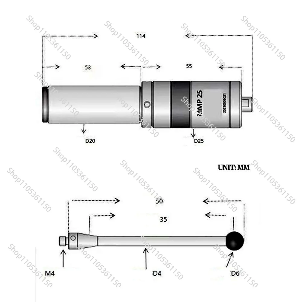 3D Photoelectric Edge Finder MMP25 CNC Machining Center Sub-center rod Detection Sensor Glowing Sound High Precision 0.001