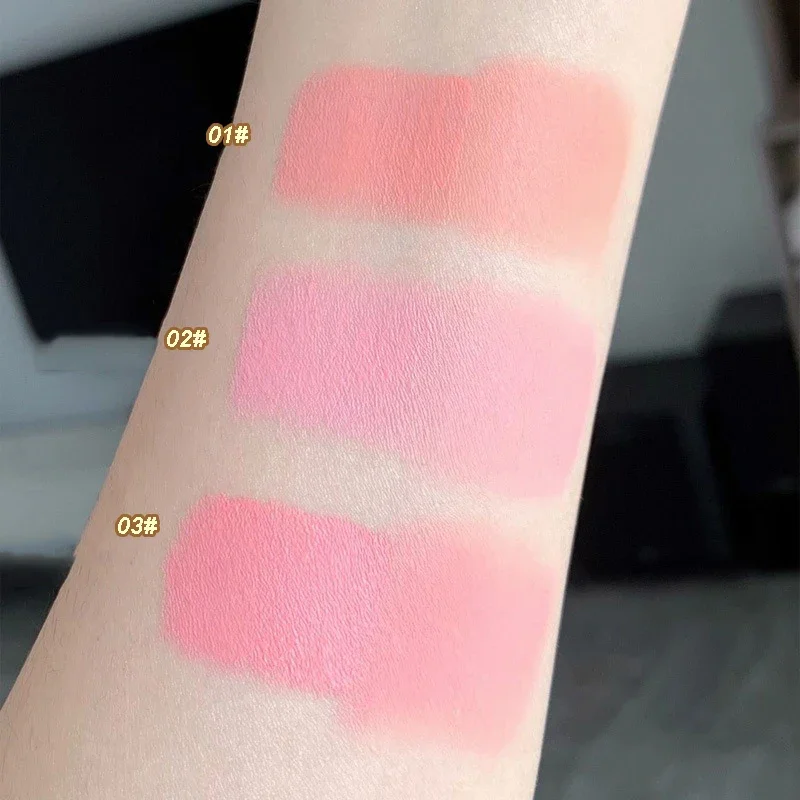 Impermeável Matte Face Blush Stick, Creme Natural de Longa Duração, Contorno da Bochecha, Blush Matiz, Vermelho Mineral, 3 Cores