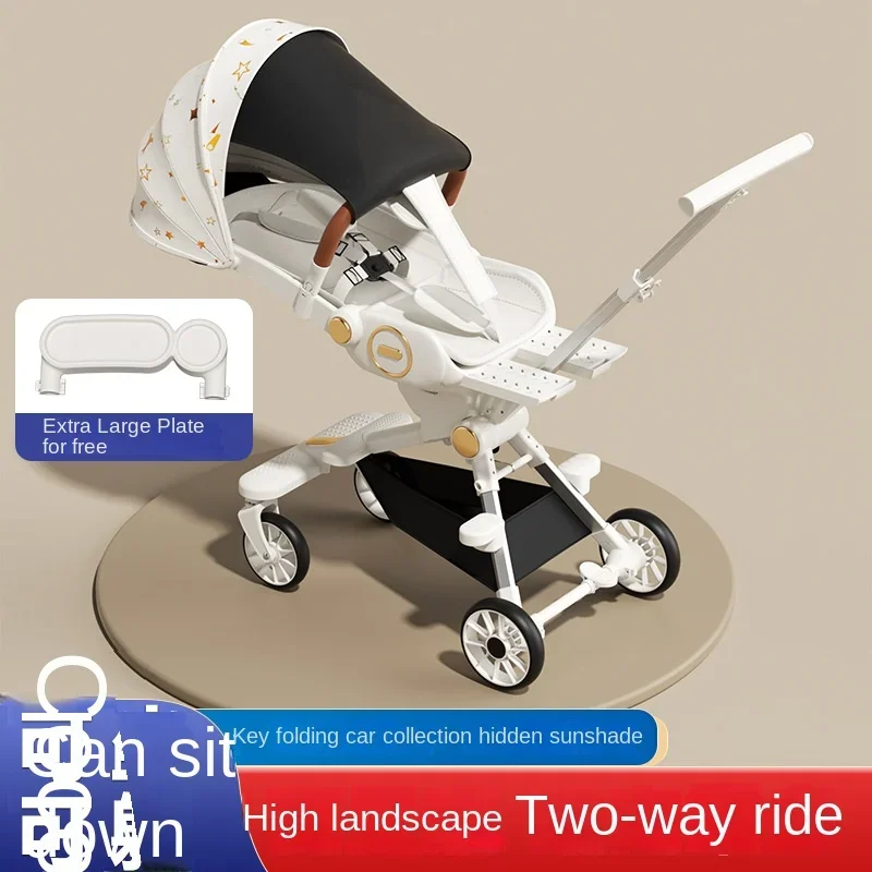 Two-way Swivel Stroller Lightweight High Landscape Foldable Newborn Stroller Four-wheel Shock-absorbing Adjustable Baby Stroller