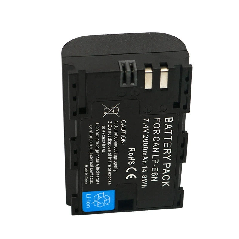 LP-E6N 7.4V 2000mAh EOS 70D 60D 80D 5D3 5D2 5D4 90D 7D R5 R6 Camera Rechargeable Lithium Battery Pack