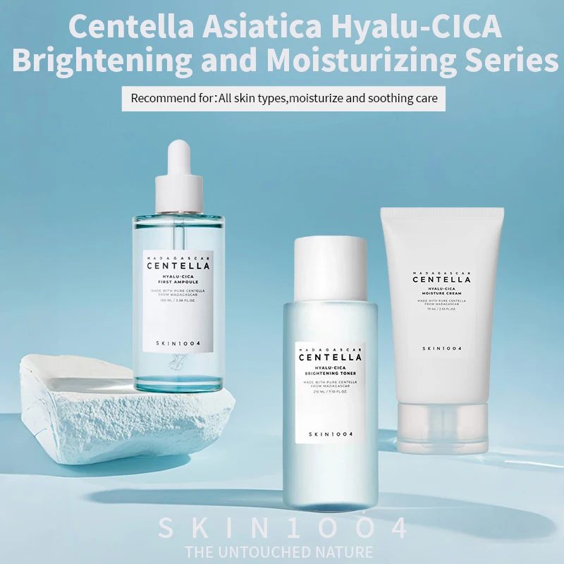 Korean Centella Hyalu-CICA Brightening Toner Blue Ampoule Niacinamide Serum and Moisturizer Cream Skincare Original Products Set