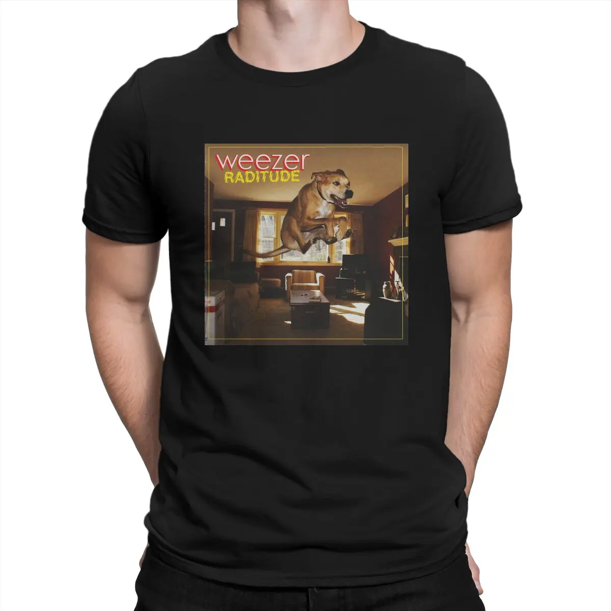 Vintage Raditude Music T-Shirt for Men Crewneck 100% Cotton T Shirts W-Weezer Band Short Sleeve Tees Graphic Printed Clothes