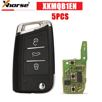 5PCS/LOT Xhorse XKMQB1EN Wire Remote Key for MQB Style Flip Transponder Key 3 Buttons