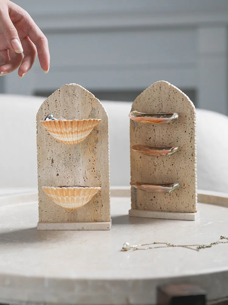 Creative Shell Jewelry Storage Rack Abalone Conch Jewelry Ring Earrings Cave Stone Finishing Rack Art Decorative Ornaments
