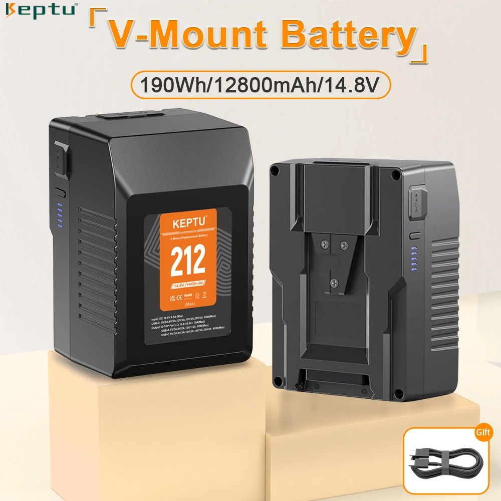 BP-212 V Mount Battery  USB-C PD Fast Charging For Camera/Camcorder/Monitor/Video Light Battery