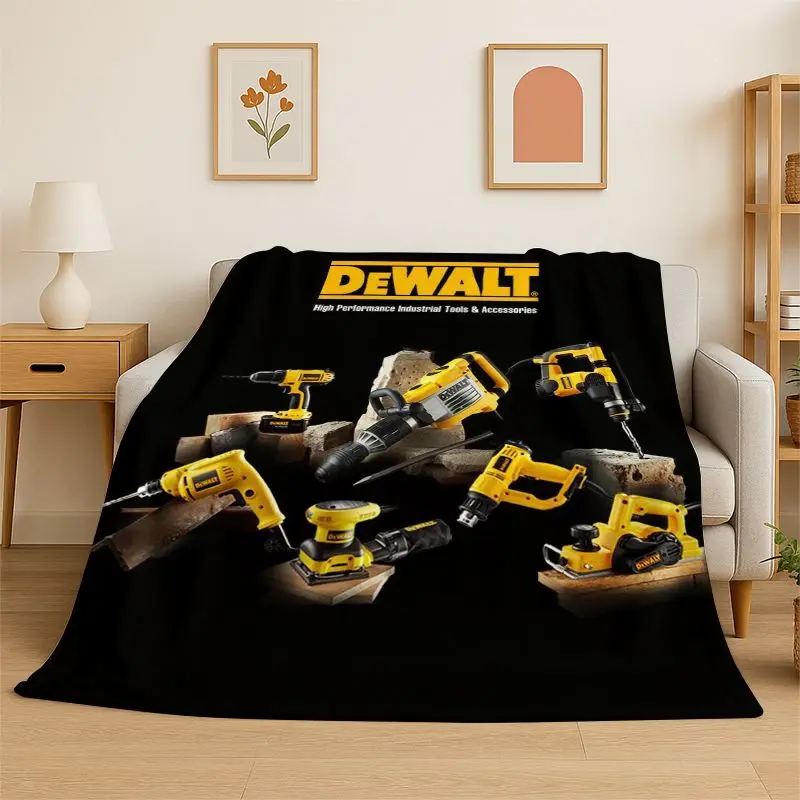 Retro D-DEWALT Electric Tools Logo Soft Flannel Throw Blanket,Warm Cozy Blanket for Bed,Couch,Sofa,Bedroom,Living Room,Camping