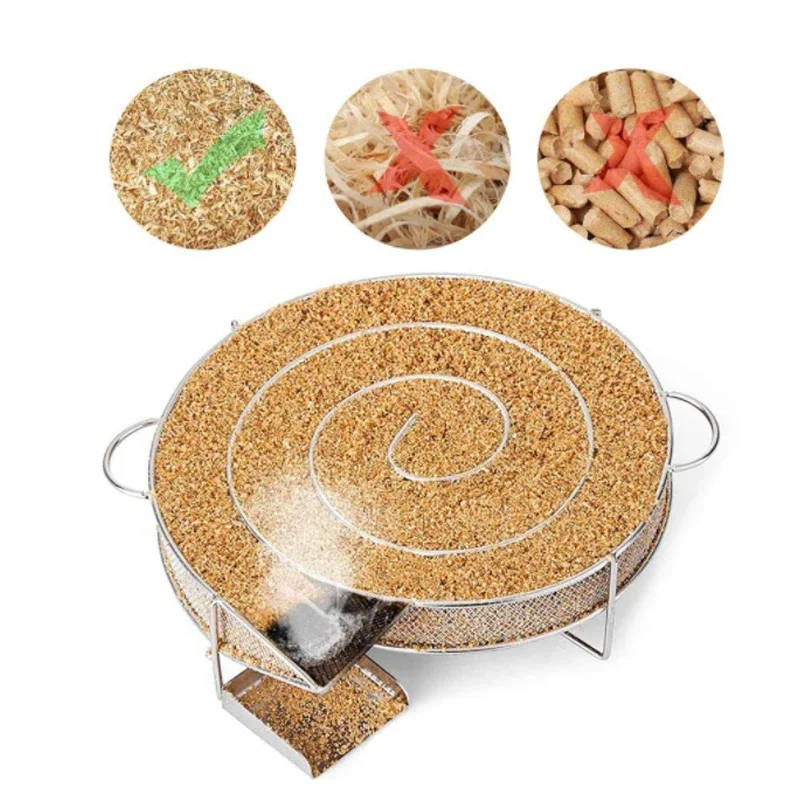 Hot Cold Smoke Generator for BBQ Grill or Smoker Wood Dust Hot and Cold Smoking Salmon Meat Burn Cooking Stainless Bbq Tools