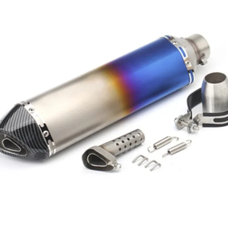 

Motorcycle modification, hexagonal double half blue exhaust pipe, large displacement 100-800 displacement