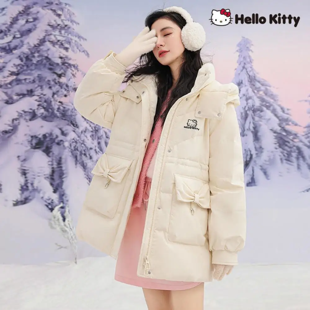 

Kawaii Women Winter Coat Sanrio Hello Kitty Down Jacket Anime New Thicken Warm Hooded Cotton Clothes Student Loose Sports Tops