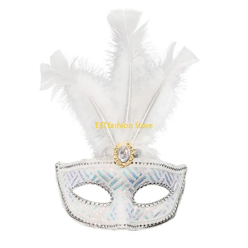Y5GC Sequins Masquerades Mask Venetians Mask Crystals Half Face Mask Eyemask