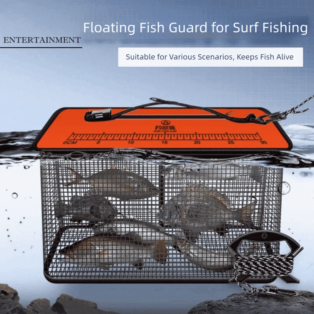 

Fish Net Bag Floating Fish Basket Quick-drying Large Capacity Foldable Fish Cage Collapsible Fish Protector Fishing Net