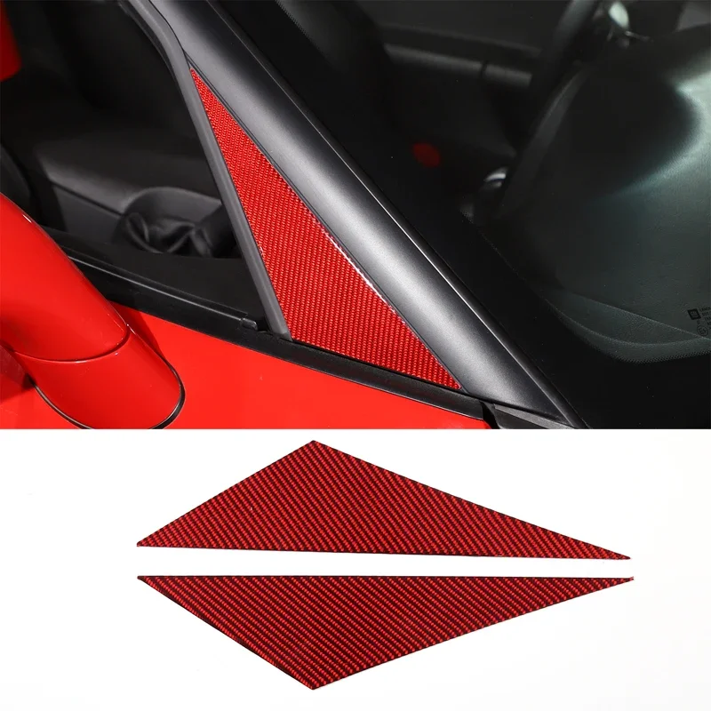 

For Chevrolet Corvette C6 2005-13 Soft Carbon Fiber A-pillar Triangular Decorative Sticker Car Exterior Modification Accessories