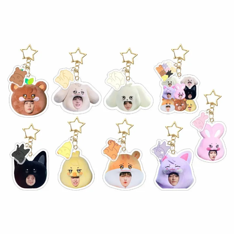 Korean Popular Boy Band ATEE Animal Cartoon Pendant Keychain Design Hongjoong Seonghwa Yunho Yeosang Keyring Fangift Accessories