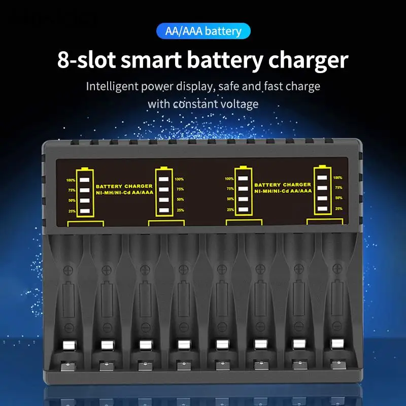 Ładowarka 8 gniazd ze wskaźnikiem LED do ładowarek Ni-mh/Ni-Cd AAA/akumulator AA zabezpieczenie przed zwarciem
