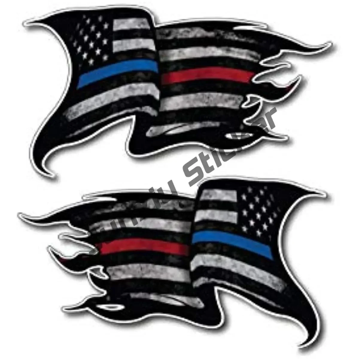 2 Pieces America 4x4 Stars and Stripes Bald Eagle Fish Bone Personality Occlusion Scratch Outdoor Stickers PVC Decal Accessories