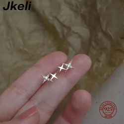 Exquisite Fashion 14K Gold Micro Inlaid Diamonds Quadrangular Star Earrings Women Mini Earrings Simple Anniversary Gift Jewelry
